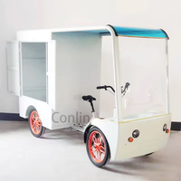 Vélo cargo électrique pour l'extérieur, quadricycle rétro à 4 roues, chariot de rue mobile, camion à vendre