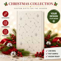 Carnet personnalisé de Noël en papier cartonné A5 avec couverture en lin, broderie argentée de constellations, 80 feuilles, cadeau d'entreprise