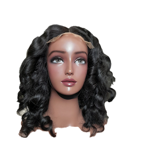 Cheveux humains longs noirs pour femmes, personnalisés, bouclés en Fumi, avec closure frontale en dentelle transparente, sans colle, cheveux vierges vietnamiens - Product Image 1