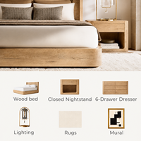 Lit en bois massif de luxe pour chambre à coucher, mobilier d'intérieur moderne pour hôtel, meubles en bois massif pour villa, appartement, ensembles de meubles de chambre à coucher, ensemble de chambre à coucher
