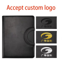 Multi-función de logotipo personalizado A4 portátil maletín papelería oficina archivo organizador pu cuero Carpeta de archivo