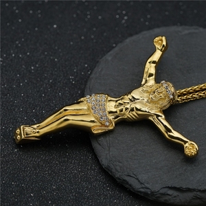 Collane con Ciondolo Hip Hop Gods Saint Jesus Religiosi Cristiani in Acciaio Inossidabile Impermeabile Antiossidante, Gioielli alla Moda da Uomo - Product Image 6