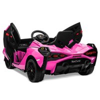 Voiture à pédales rose 12V pour enfants de 2 à 4 ans et de 5 à 7 ans, jouet en plastique à piles avec télécommande