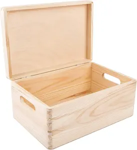 뚜껑과 손잡이가있는 새겨진 대형 장식 나무 상자 보관 문서 완구 도구 나무 선물 장식 상자
