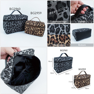 Sac à cosmétiques en similicuir PU de luxe à imprimé léopard, pochette à cosmétiques, vente en gros, personnalisation, faible MOQ, cadeau d'entreprise, sac à maquillage, estampage à chaud doré - Product Image 2