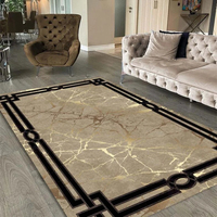Tapis de sol vintage de luxe 3m, design marbré moelleux personnalisé, imprimé 3D abstrait, pour salon