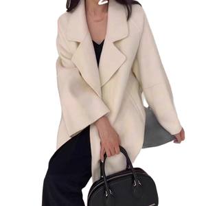 Groothandel 2026 rode herfst- en wintermode, elegante, stijlvolle, eenvoudige effen wollen damesjas - Product Image 5