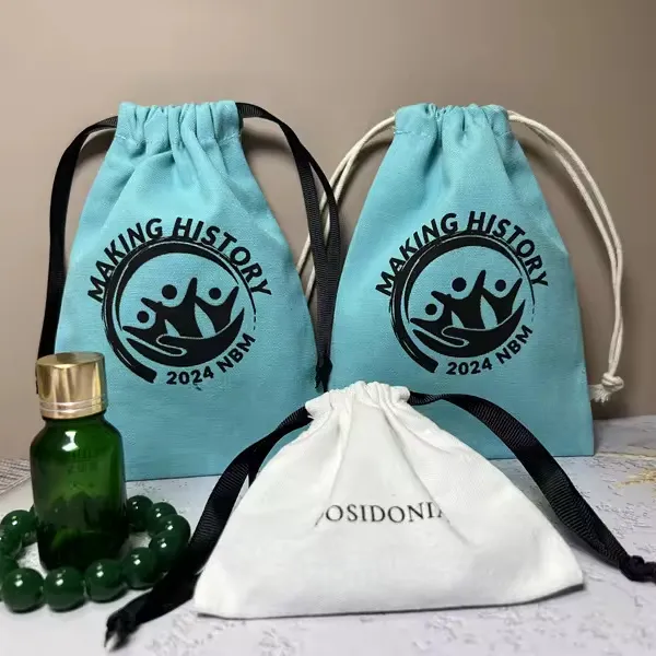 Sacchetto per la polvere di cotone in tela riciclabile Logo personalizzato imballaggio di gioielli sacchetto con coulisse con sacchetto regalo sacchetto polveroso a nastro