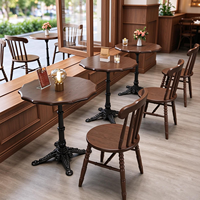 Ensemble table et chaises de café en bois massif nordique, mobilier de restaurant vintage en bois pour café, pâtisserie, salon de thé