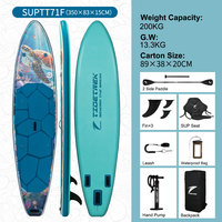TIDETREK Planche de paddle gonflable 350 cm personnalisée pour sports nautiques, surf et stand-up paddle (SUP)