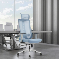 Chaise de bureau ergonomique ZHONG BAI de haute qualité, pivotante, réglable en hauteur, avec dossier haut en maille, base en acier et accoudoirs fixes