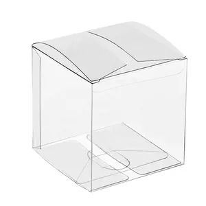 Cholyn pequeño mini cuadrado transparente PET PVC embalaje plástico fiesta favor caja para Cupcake
