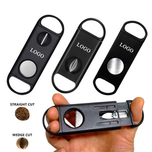 HOOMEE Benutzerdefiniertes Logo 2-in-1 Zigarren-Tischschneider V Kleiner Zigarrenschneider 2cr13 Edelstahl Taschenkeil-Schneider Gerader Schnitt Großhandel - Product Image 2