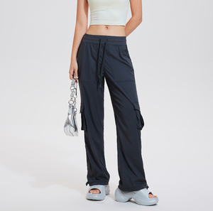 Pantalones Deportivos de Cintura Media para Mujer, Pantalones Holgados para Fitness al Aire Libre, con Cordón, Bolsillos Laterales Dobles, Ropa Deportiva, Pantalones de Yoga para Mujer - Product Image 2