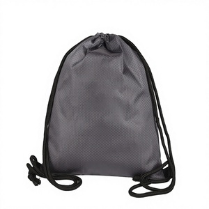 High Quality Fashion Waterproof 420D Polyester Drawstring Sport Backpack with Custom Printed Logo Unisex Grey - Product Image 2