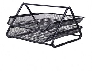 2 Tier Storage <b>Shelf</b> Metal Mesh Desk Organizer Document <b>File</b> Organizer Office Paper Tray - Product Image 1