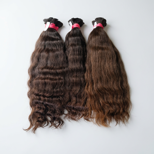 Extensiones de cabello rizado crudo de templo indio Cinta de cabello humano virgen de encaje HD de onda recta sedosa Fabricado suministrado India - Product Image 4