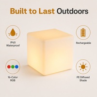 Lámpara de Jardín de Plástico para Exteriores, Cubo LED de 16 Colores Cambiantes, IP65 Impermeable, Recargable, para Decoración de Patio y Terraza