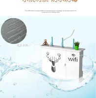 Meuble de rangement mural blanc pour routeur Wi-Fi avec cache et étagère