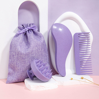 Ensemble de Brosses à Cheveux Démêlantes Wanmei 100% Paille de Blé pour Soins de Beauté, avec Peigne Transparent Coloré, Brosse à Shampooing et Brosse Masseur de Cuir Chevelu