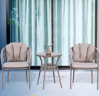 Ensemble de meubles de loisirs d'extérieur pour balcon d'hôtel, 2 places, table basse en aluminium et chaise en corde tressée