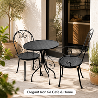 Ensemble de table et chaises de bistrot en fer forgé pour l'extérieur, 3 pièces, style ferme
