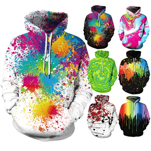 Felpa con Cappuccio Unisex Personalizzata con Stampa Tie-Dye 3D, Design Recente Oversize, <span class=keywords><strong>Abbigliamento</strong></span> Invernale Riciclato per <span class=keywords><strong>Uomo</strong></span>, Adatto anche per Primavera - Product Image 3