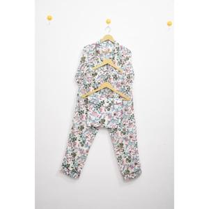 Conjunto de Pijama de Satén de Algodón Estampado a Mano en India, Ropa de Dormir con Estampado Floral, Cuello Camisero, Conjunto de Tres Piezas - Product Image 3