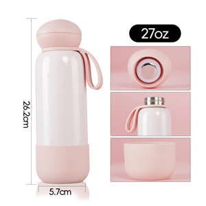 Minimalist Stainless Steel Vacuum Flask With Lid Round Design For Travel Double Wall Insulated 24H Thermal Performance - Product Image 2