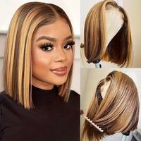 Perruque Lace Front HD 13x4 en Cheveux Humains, Teinte Piano, Style Bob, Pré-épilée avec Baby Hair, Sans Colle, pour Femmes Noires (États-Unis et Canada)