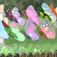 Kunstvlinder 12 cm met steel PVC kunststof tuinlandschap bloemstuk gazon bloempot decoratie modern minimalistisch