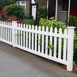 Recinzione a picchetto in vinile per patio, pannelli di recinzione curvi a picchetto bianco