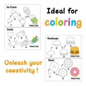 Libro para Colorear DIY: Cómo Dibujar Comida y Aperitivos para Niños - Suministros para Fiestas de Cumpleaños y Actividades Escolares - Product Image 3