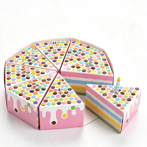 Custom <b>Cake</b> Slice Shaped <b>Gift</b> <b>Box</b> with Polka Dot Print Rigid Paperboard Triangle Packaging for Candy and Party Wholesale - Product Image 6