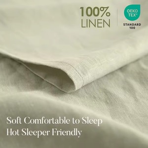 유럽산 린넨 천연 100% 프랑스산 플랙스 린넨 침구 세트 침대 시트 순수 린넨 이불 세트 침대 피티드 시트 세트 도매 - Product Image 5