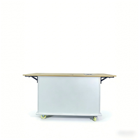 Comptoir de bar mobile et pliable en acier inoxydable à effet bois pour l'extérieur, station de cocktail, poste de travail pour barman, station de bar à cocktails