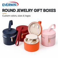 Boîte à bijoux ronde de luxe en cuir multicolore personnalisée, directement de l'usine, pour l'emballage de bijoux fins et les cadeaux de fêtes
