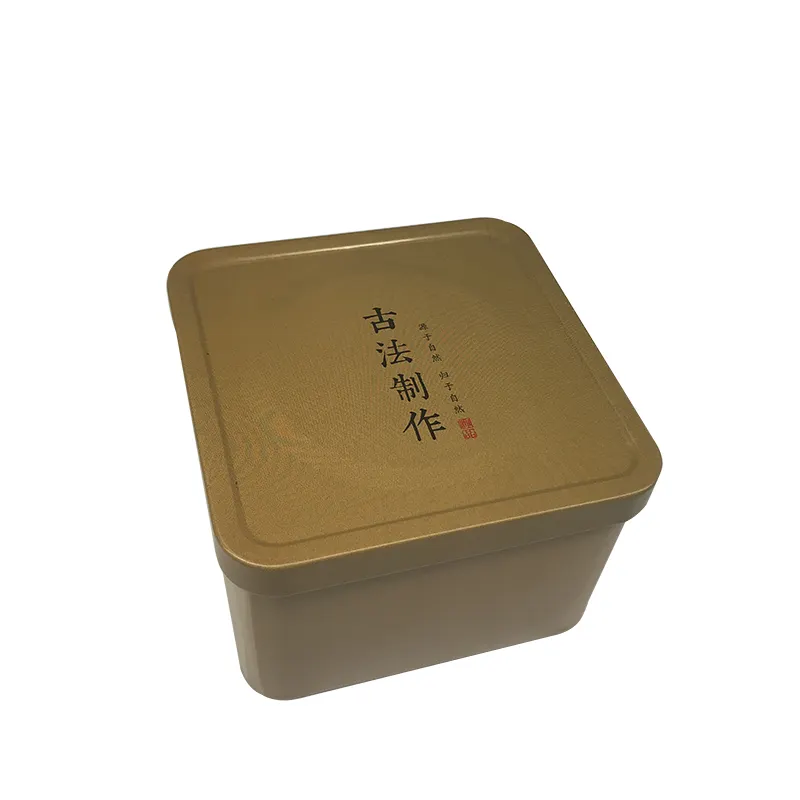 Top Quality Tea Packaging Malaysia Stackable Square Black Metal Tin Box Luxury Custom Logo Printed Empty Coffee Tea Gift Tin Box