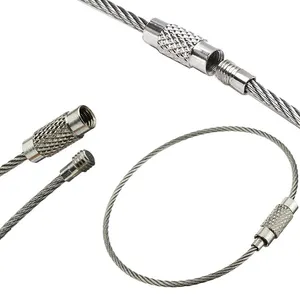 LLavero de cuerda de acero inoxidable personalizado, cable para Etiquetas de equipaje