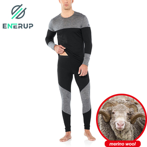 Enerup Onsie 2 Piece Set Merino Wool Turtle Neck Blouse Long Sleeve Top <strong>Mens</strong> Equestrian Johns Thermal Underwear <strong>Base</strong> <strong>Layer</strong> - Product Image 1