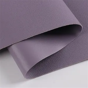 Double side vinyl litchi and sheep pattern same color synthetic PVC leather for bag mouse pad table cloth
