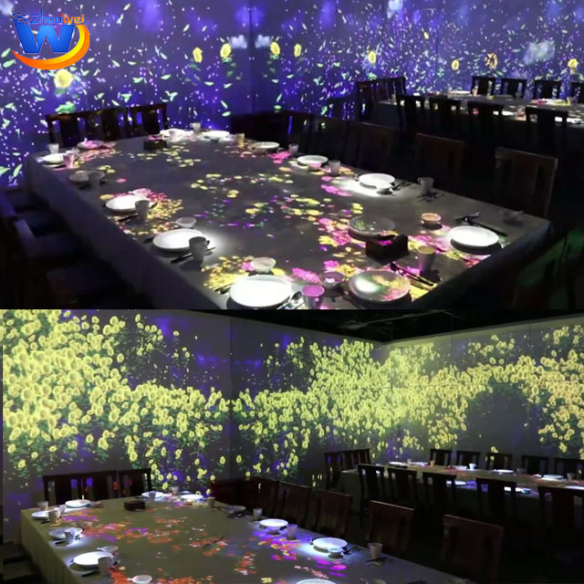 Customized Immersive Interactive Projection Room System for Restaurant Exhibition Hall 3D Mapping Motion Sensor Game Solution