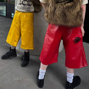 <span class=keywords><strong>Pantaloncini</strong></span> da Uomo in <span class=keywords><strong>Pelle</strong></span> PU di Lusso con Stampa Personalizzata Streetwear, Doppio Strato, Stile Vintage Carpenter - Product Image 4