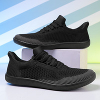 Chaussures d'entraînement unisexes grande taille à lacets, à bout large, style pieds nus, avec empeigne en maille respirante, semelle extérieure en caoutchouc souple, couleur unie, légères