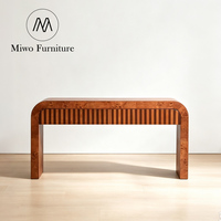 Table de contrôle d'entrée en bois de luxe, design contemporain de haute qualité pour salon, villa, couloir, porche, personnalisable