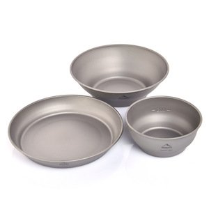 Ensemble de bols et d'assiettes de camping en titane Widesea, légers et portables, vaisselle de plein air pour la randonnée et le trekking - Product Image 2