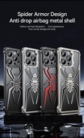 Coque de téléphone araignée en métal sans bordure pour iPhone 15 Pro Max 14 Pro 13-support d'objectif anti-chute accessoire mobile de forme spéciale