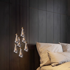 Lampadario in Vetro e <span class=keywords><strong>Metallo</strong></span> LED Regolabile in Altezza, Stile Industriale Americano Retrò di Lusso per Hotel, Villa, Soggiorno e Camera da Letto - Product Image 6