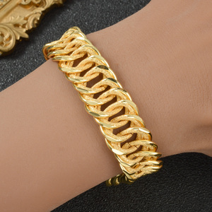 frosted polished custom <b>copper</b> wholesale luxury bulky curb chain homme daily secure extension vibrant 18k gold plated <b>bracelet</b> - Product Image 2