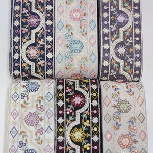 Vente chaude Nouveau Vintage Style Ethnique Tulle Dentelle Artisanat Coupe Bordure Coloré Maille Broderie Dentelle Garniture - Product Image 1